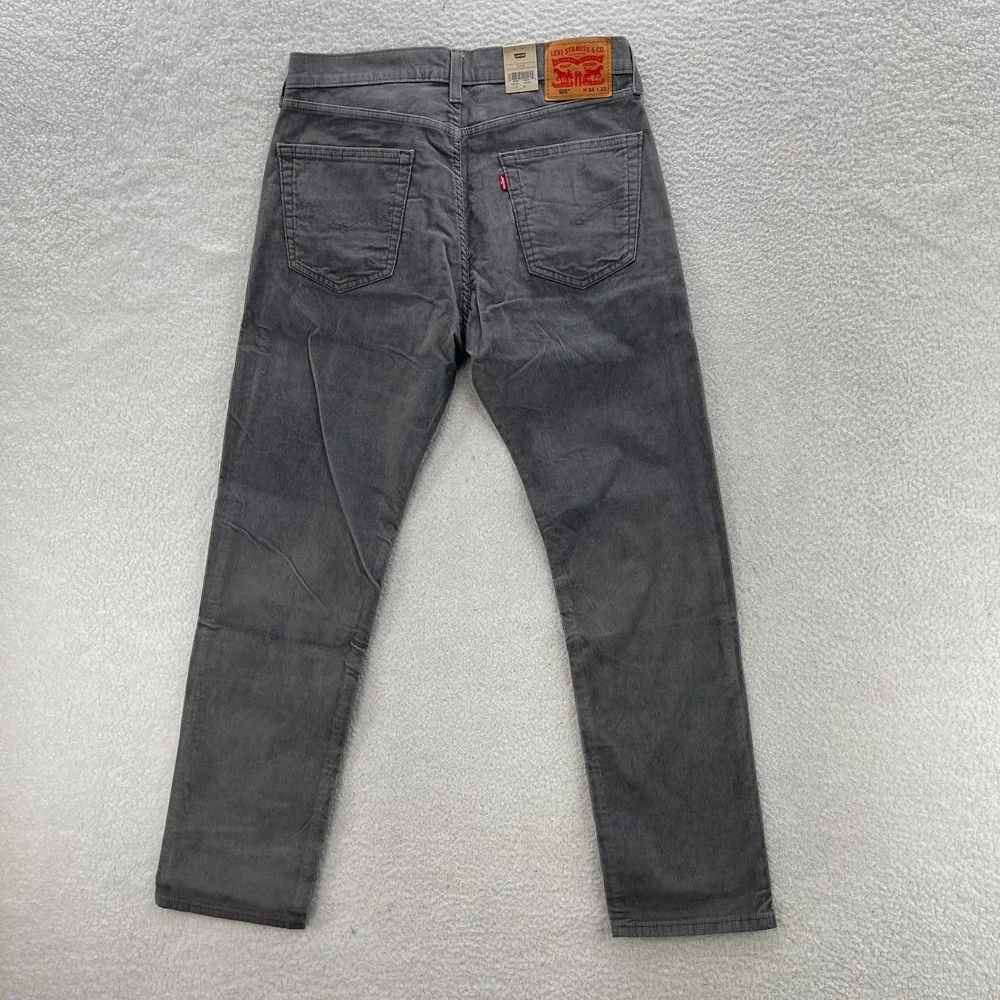Levi's Pants Men's 34x32 Gray 505 Corduroy Pinwale Regular Fit Straight Preppy